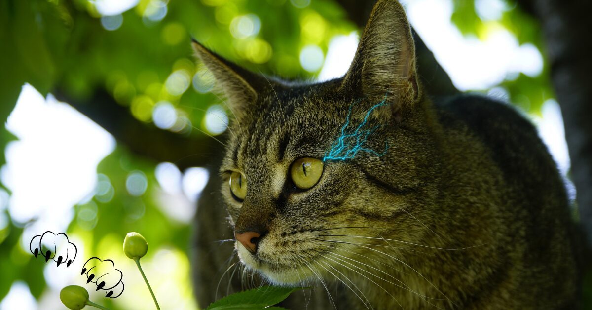 cat looking at chickens showing protection against predators